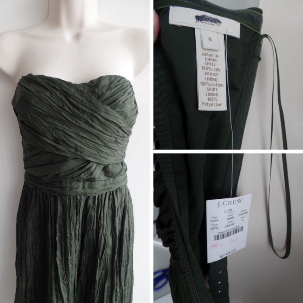 NWT J. Crew Arabelle Crinkle Silk Dress, sz 6 - Picture 3 of 3